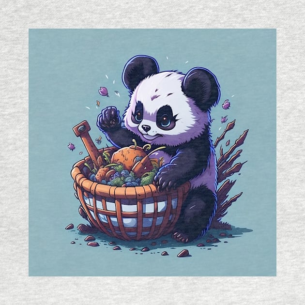 Baby Panda with Fruit Basket by Fanbros_art